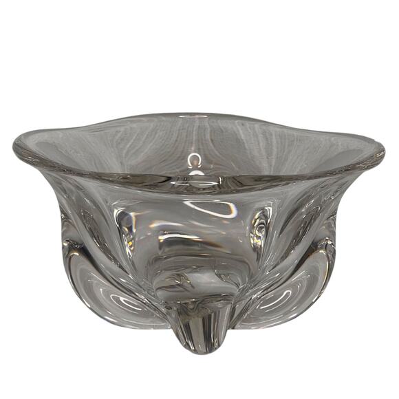 Vintage MCM Swedish Style Crystal Candy Dish Bowl Classic Cross Foot Design - Picture 4 of 12